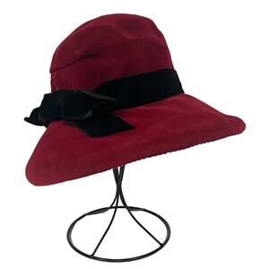 Borsalino Vintage Hat Women’s Velvet Red Black Renoir Arnold Constable Block